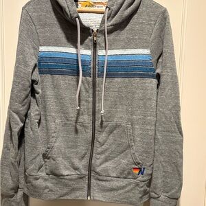 Aviator Nation Gray Hoodie with Blue Accents